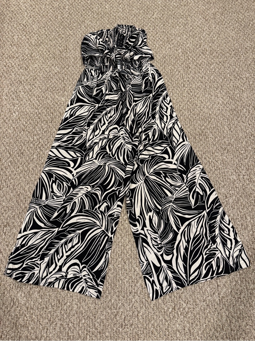 Black & Cream Wide Leg Jumpsuit